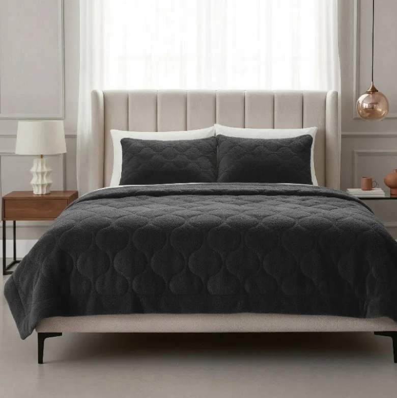 Lazy Dekbed Zonder Overtrek - Teddy - Zwart