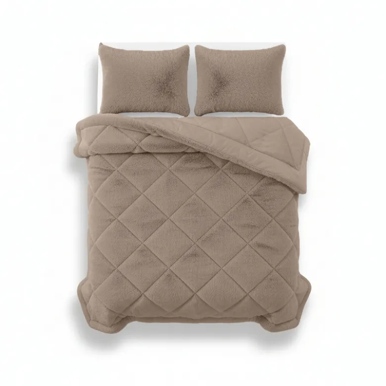 Lazy Dekbed Zonder Overtrek - Teddy Fur - Taupe
