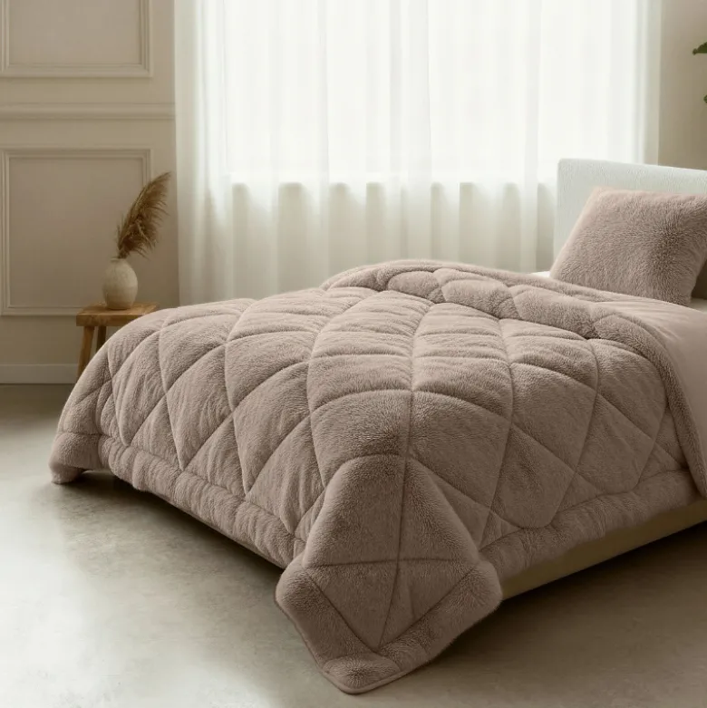 Lazy Dekbed Zonder Overtrek - Teddy Fur - Taupe