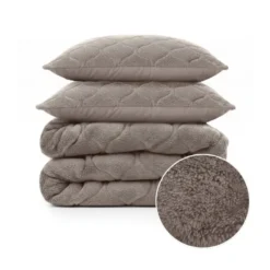 Lazy Dekbed Zonder Overtrek - Teddy - Taupe/Grijs