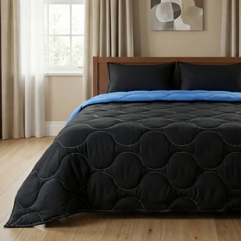 Lazy Dekbed Zonder Overtrek - Zwart/Blauw