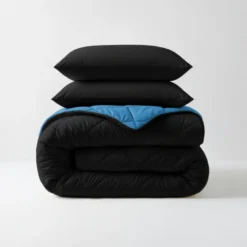 Lazy Dekbed Zonder Overtrek - Zwart/Blauw