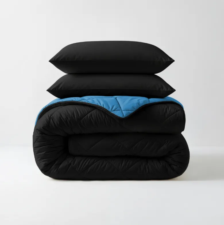 Lazy Dekbed Zonder Overtrek - Zwart/Blauw