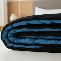 Lazy Dekbed Zonder Overtrek - Zwart/Blauw