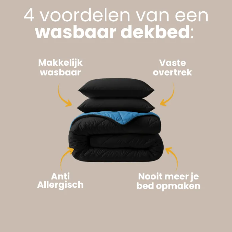 Lazy Dekbed Zonder Overtrek - Zwart/Blauw