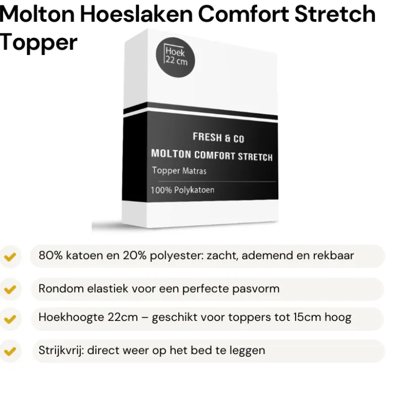 Molton Hoeslaken - Comfort Stretch - Topper