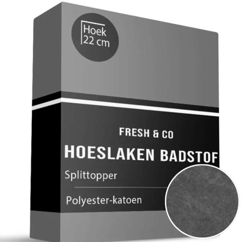 Splittopper Hoeslaken - Badstof - Antraciet