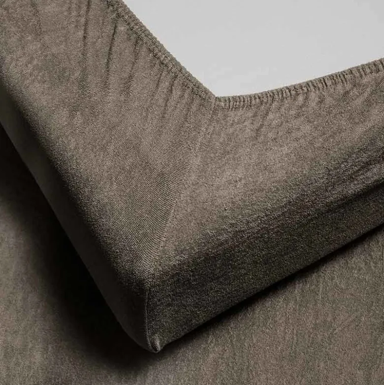 Splittopper Hoeslaken - Badstof - Taupe