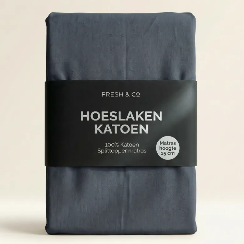 Splittopper Hoeslaken - Katoen - Navy