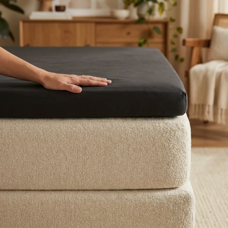Splittopper Hoeslaken - Katoen - Zwart