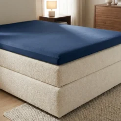Splittopper Hoeslaken Katoen Flanel - Navy