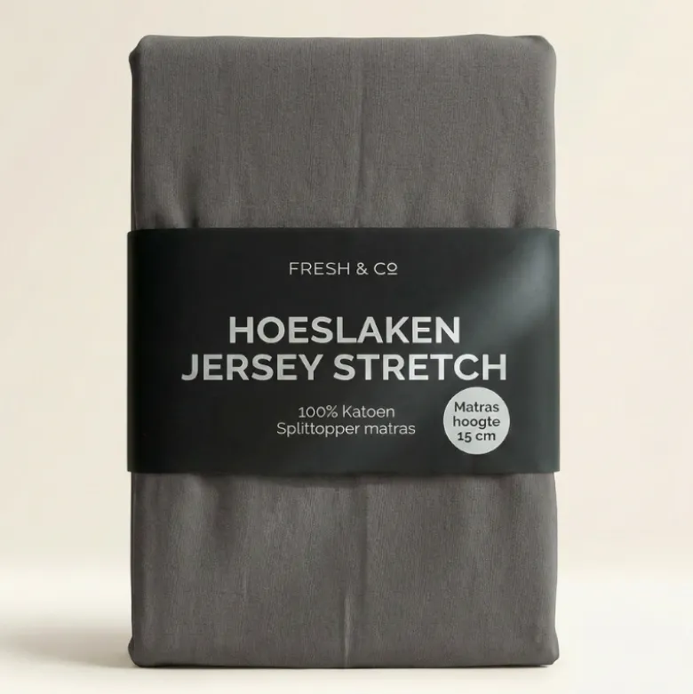 Splittopper Hoeslaken - Katoen Jersey Stretch - Antraciet