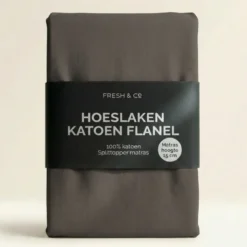 Splittopper Hoeslaken Katoen Flanel - Antraciet