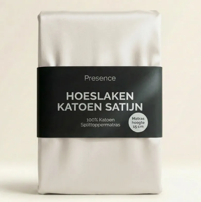 Splittopper Hoeslaken - Katoen Satijn - Crème