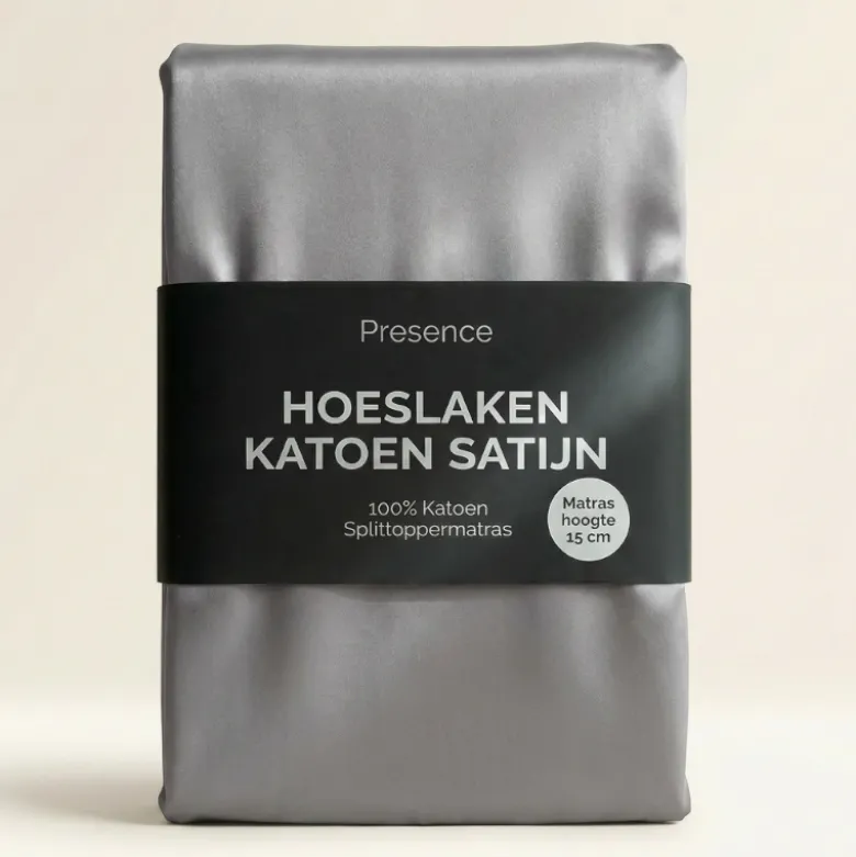 Splittopper Hoeslaken - Katoen Satijn - Zilver