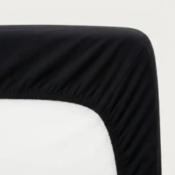 Splittopper Hoeslaken - Katoen Dubbel Jersey - Zwart