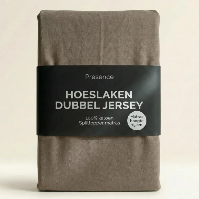 Splittopper Hoeslaken - Katoen Dubbel Jersey - Truffel