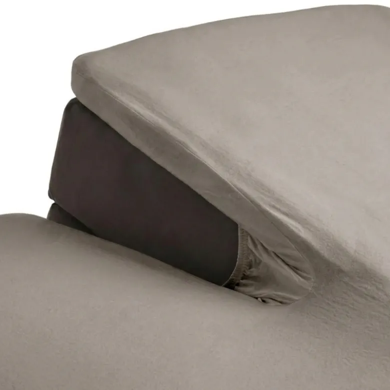 Splittopper Hoeslaken Katoen Flanel - Taupe