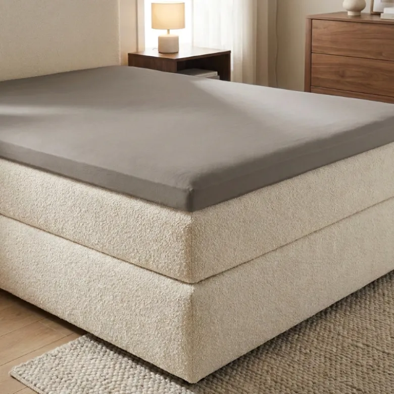 Splittopper Hoeslaken Katoen Flanel - Taupe