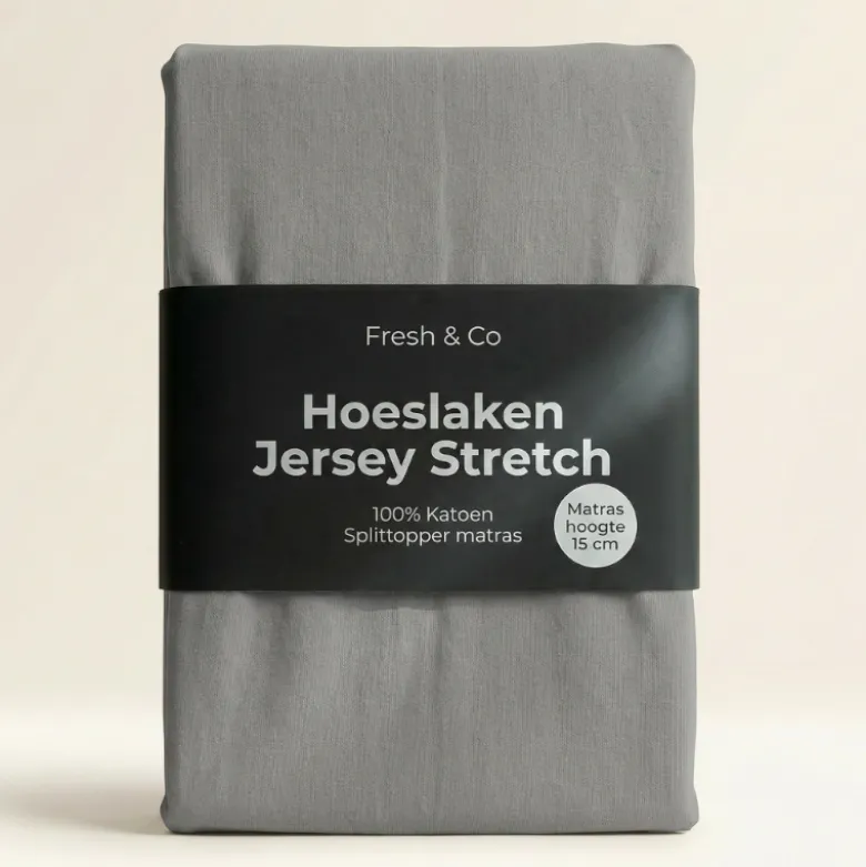 Splittopper Hoeslaken - Katoen Jersey Stretch - Lichtgrijs