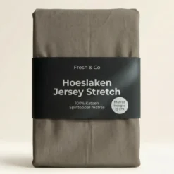 Splittopper Hoeslaken - Katoen Jersey Stretch - Truffel