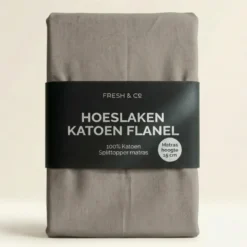 Splittopper Hoeslaken - Katoen Flanel - Grijs/Taupe