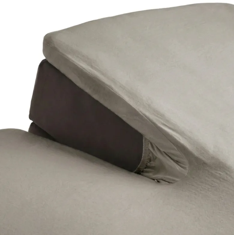 Splittopper Hoeslaken - Katoen Flanel - Grijs/Taupe