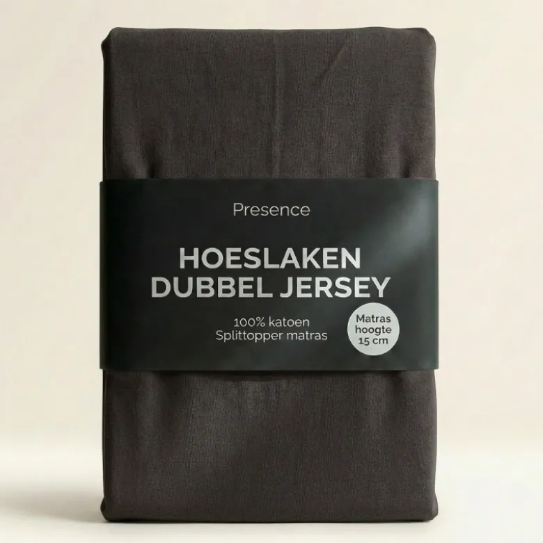 Splittopper Hoeslaken - Katoen Dubbel Jersey - Antraciet