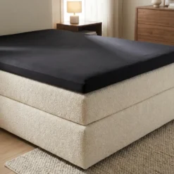 Splittopper Hoeslaken Katoen Flanel - Zwart