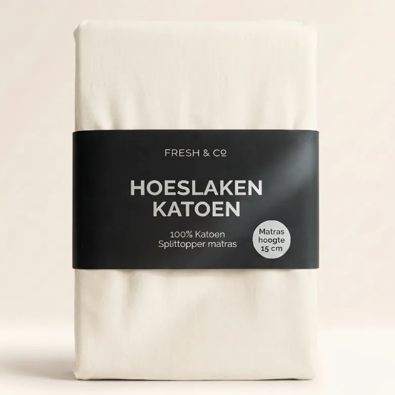 Splittopper Hoeslaken - Katoen - Crème