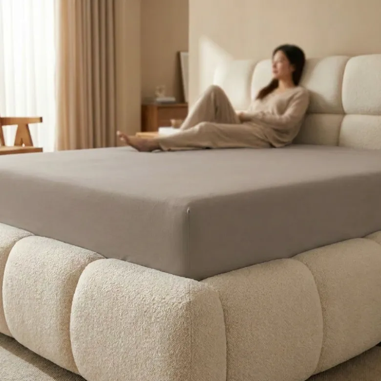 Splittopper Hoeslaken- Mako Jersey Katoen - Taupe