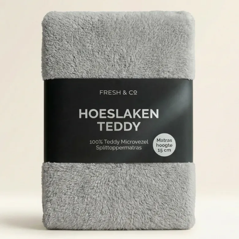 Splittopper Hoeslaken Teddy - Licht Grijs