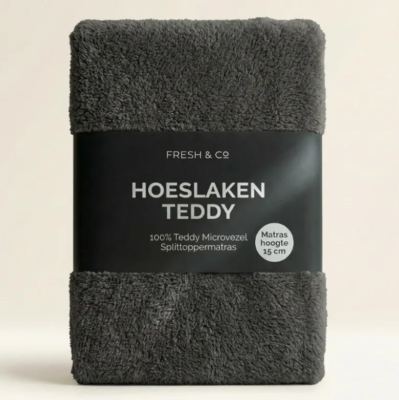 Splittopper Hoeslaken Teddy - Antraciet