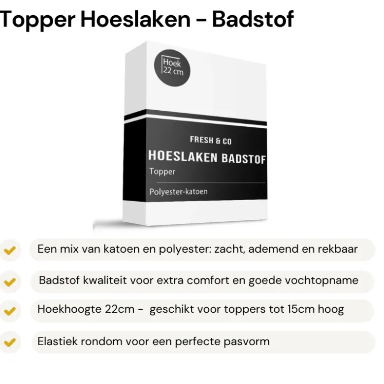 Topper Hoeslaken - Badstof - Wit