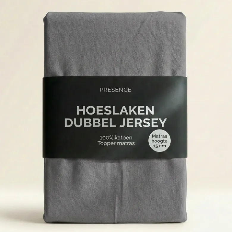 Topper Hoeslaken - Katoen Dubbel Jersey - Lichtgrijs