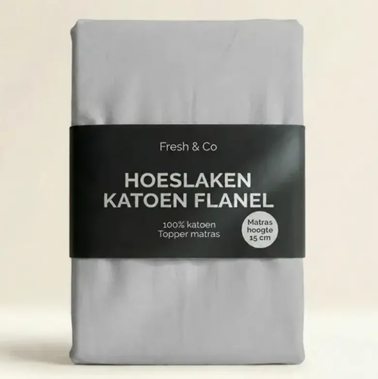 Topper Hoeslaken - Katoen Flanel - Lichtgrijs