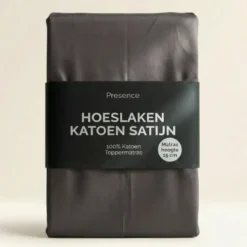 Topper Hoeslaken - Katoen Satijn - Antraciet