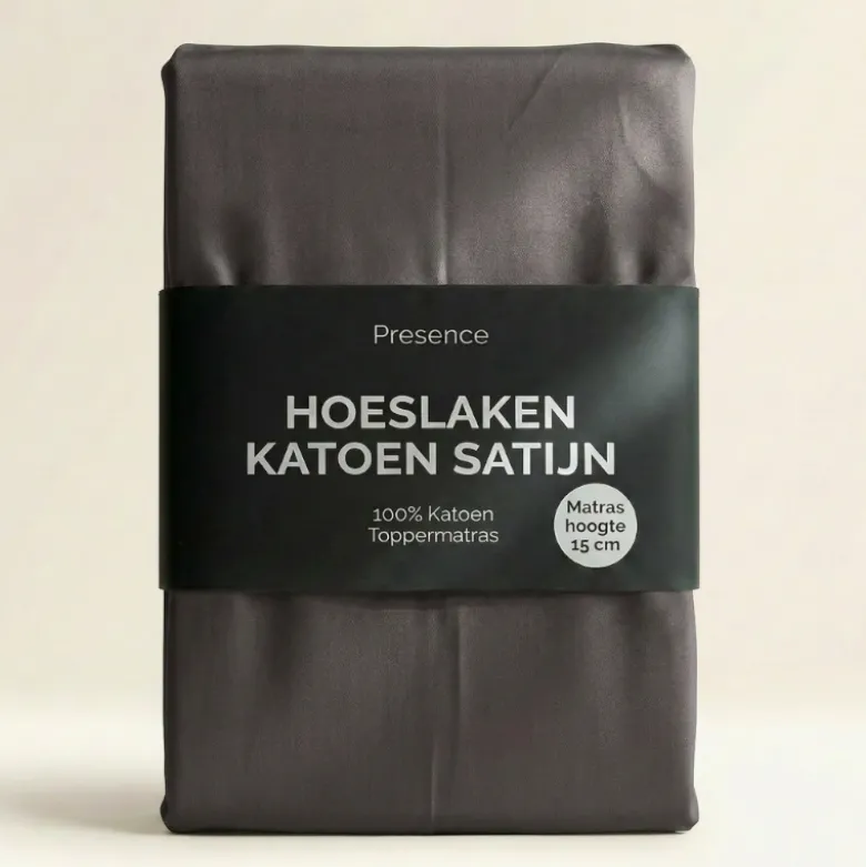 Topper Hoeslaken - Katoen Satijn - Antraciet