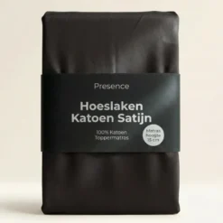 Topper Hoeslaken - Katoen Satijn - Zwart
