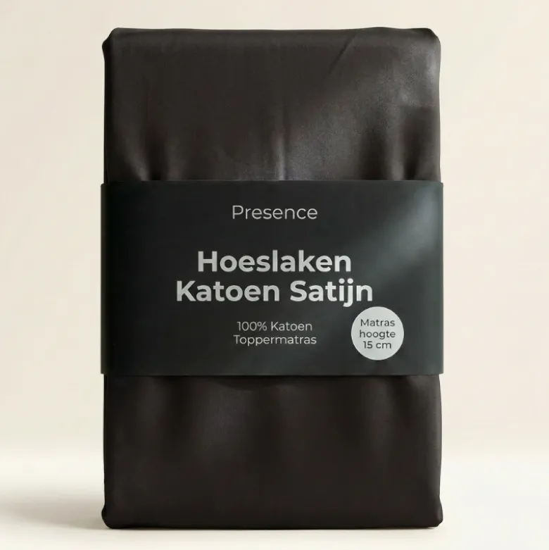 Topper Hoeslaken - Katoen Satijn - Zwart
