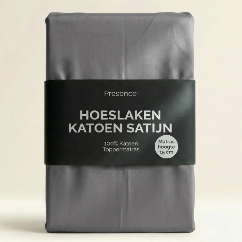 Topper Hoeslaken - Katoen Satijn - Zilver